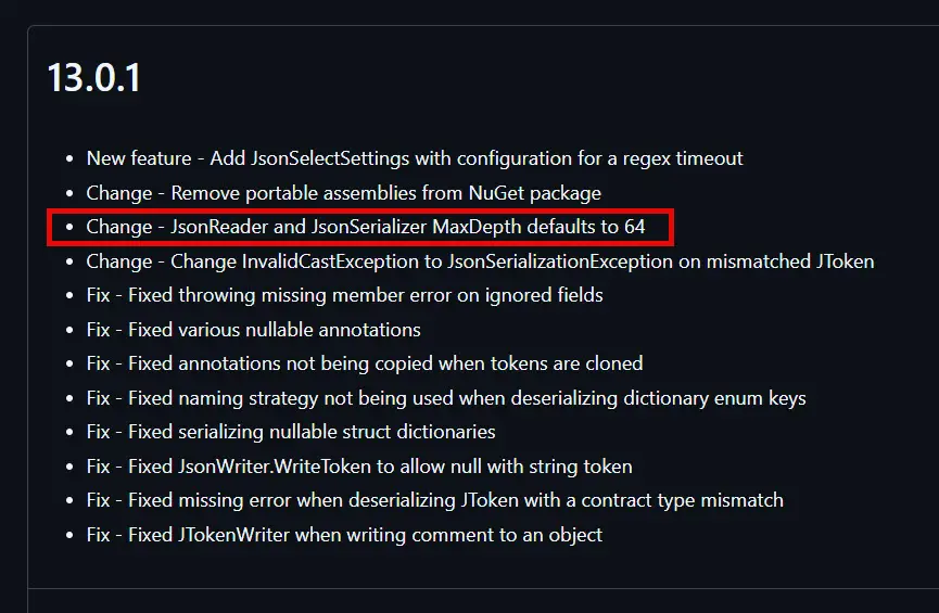 The Newtonsoft.Json default depth