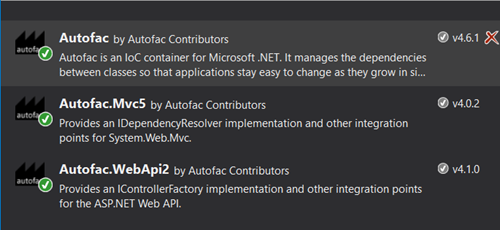 Autofac integration packages for ASP.NET MVC 5 and Web API 2.