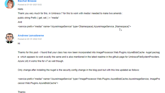 Integrating Umbraco 8 with Azure Private Blob Storage