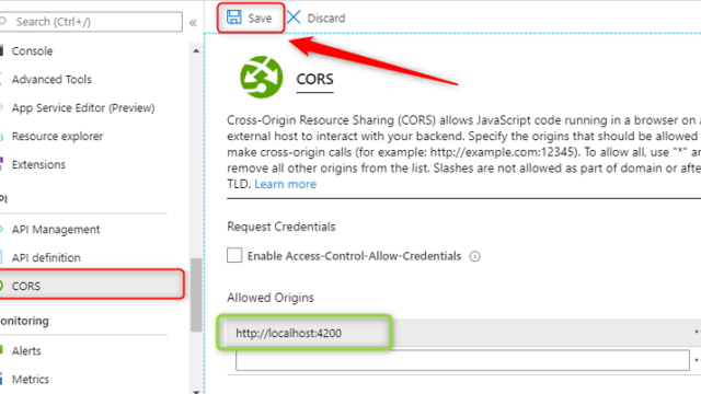 Enable CORS in Umbraco 8 API with Azure App Service