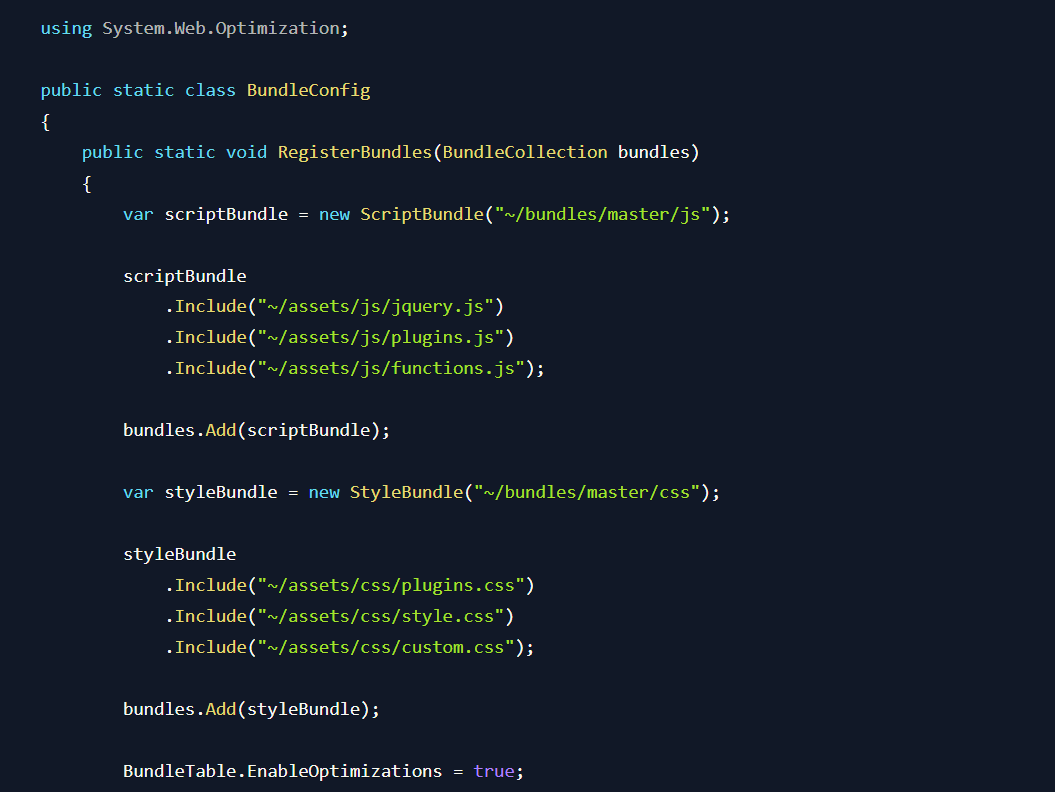 Umbraco 8 Bundling and Minification with ASP.NET MVC