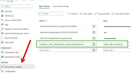 Configure UmbracoApplicationUrl in Azure Web Apps - featured image