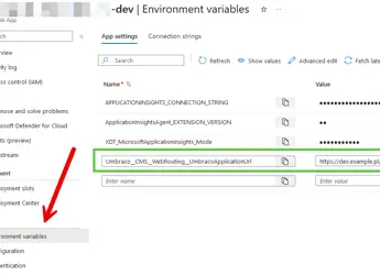 Configure UmbracoApplicationUrl in Azure Web Apps