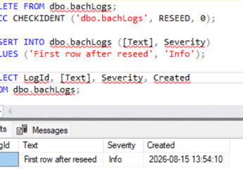 Reset Identity Values in SQL Server with DBCC CHECKIDENT