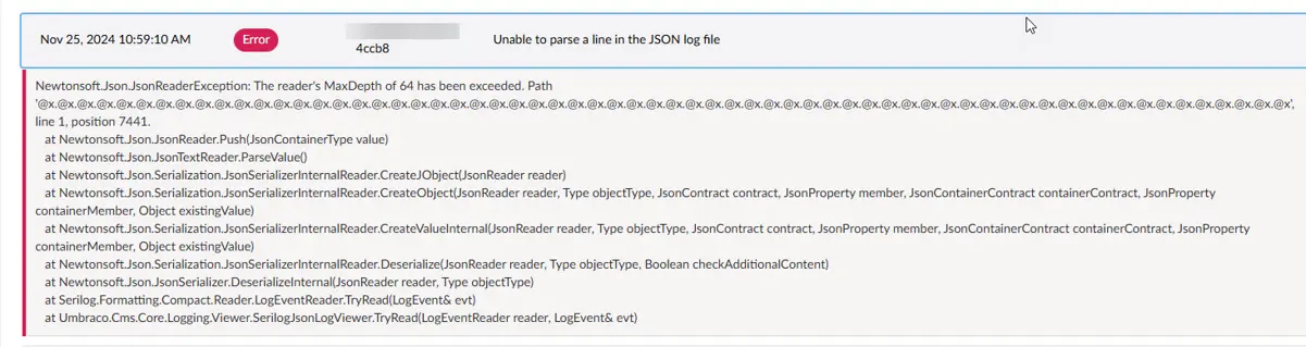The original Umbraco 13 LogViewer parsing failure