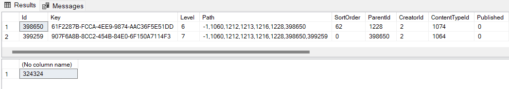 The production investigation exposed the mismatch directly: two data rows, but a count of 324,324.