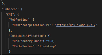 UmbracoApplicationUrl in appsettings.json
